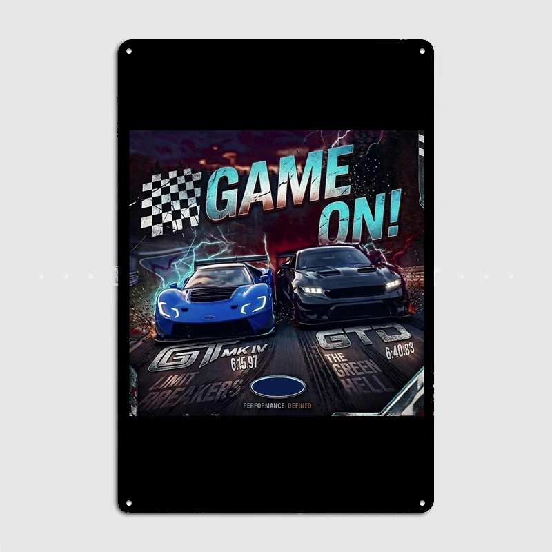 nurburgring records GTD and GT MKIV Retro Poster Metal Posters Sign Indoor Outdoor Room Decoration Home Bar Decor Wall Decor