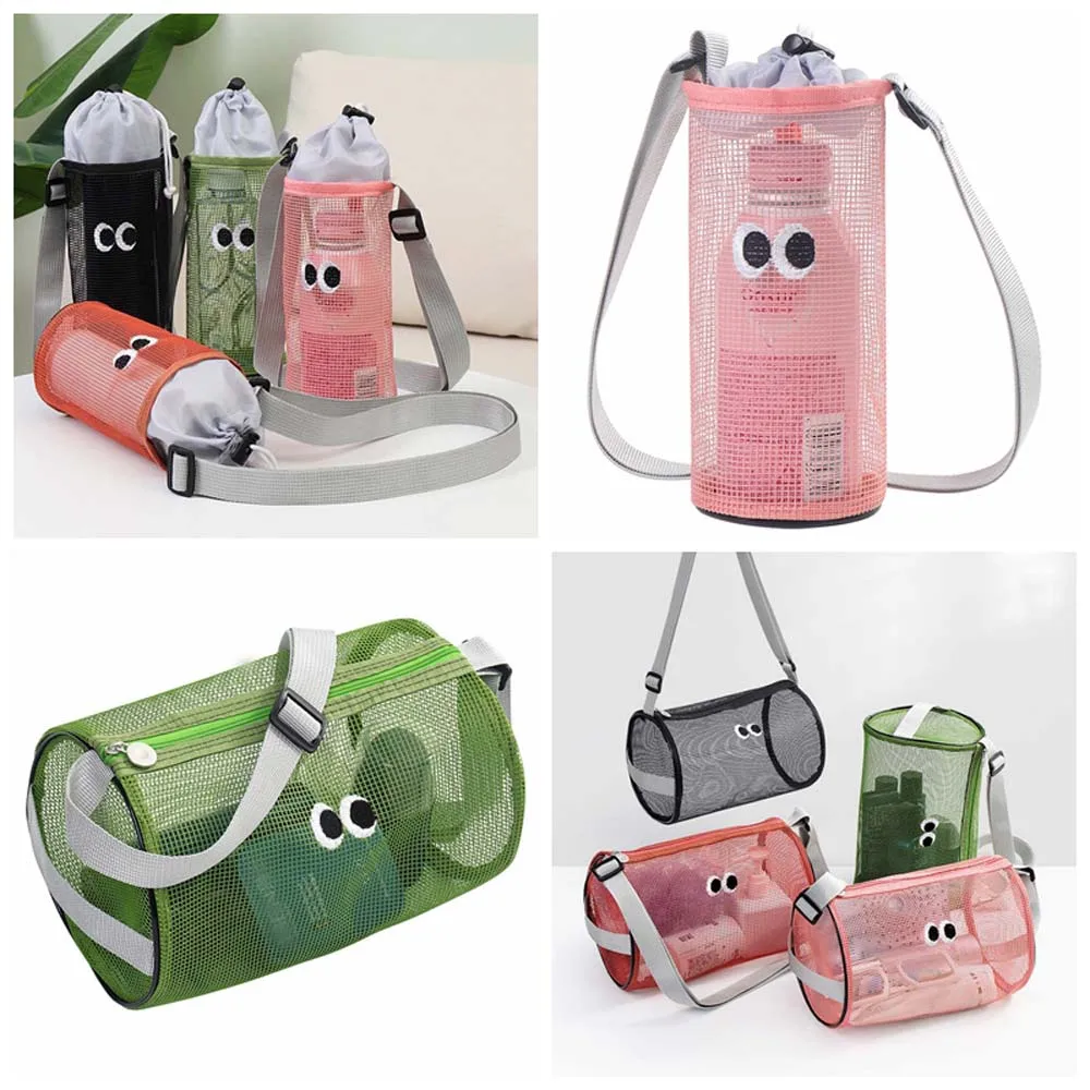 

Korean Style Mesh Crossbody Bag Handbag Cute Big Eye Embroidered Mesh Shoulder Bag Insulated Cup Travel Bag