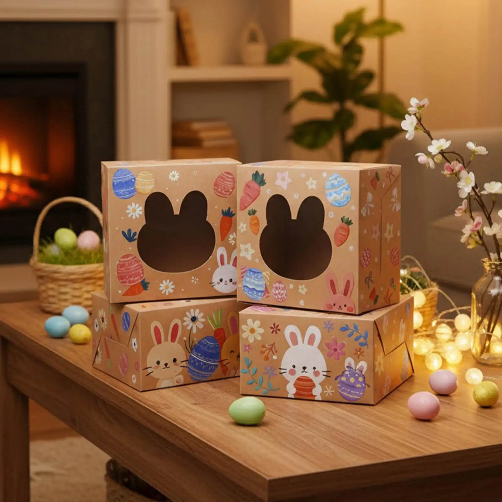

Easter gift boxes with bunny windows 24 Pieces Easter Boxes for Cake Cookie candy Treat Snack Toy Craft DIY Holiday Festival