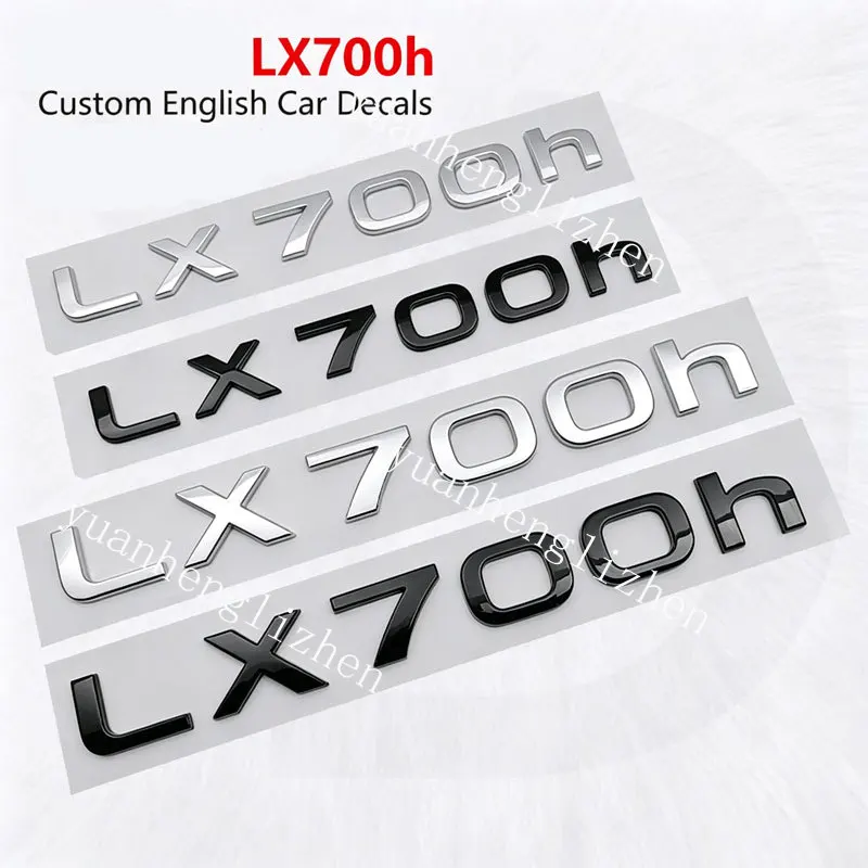 Car Trunk ABS Chrome Gloss Black LX700 Letters Logos Big Small Badge Emblem Decals Styling Sticker For LX Refit Accessories