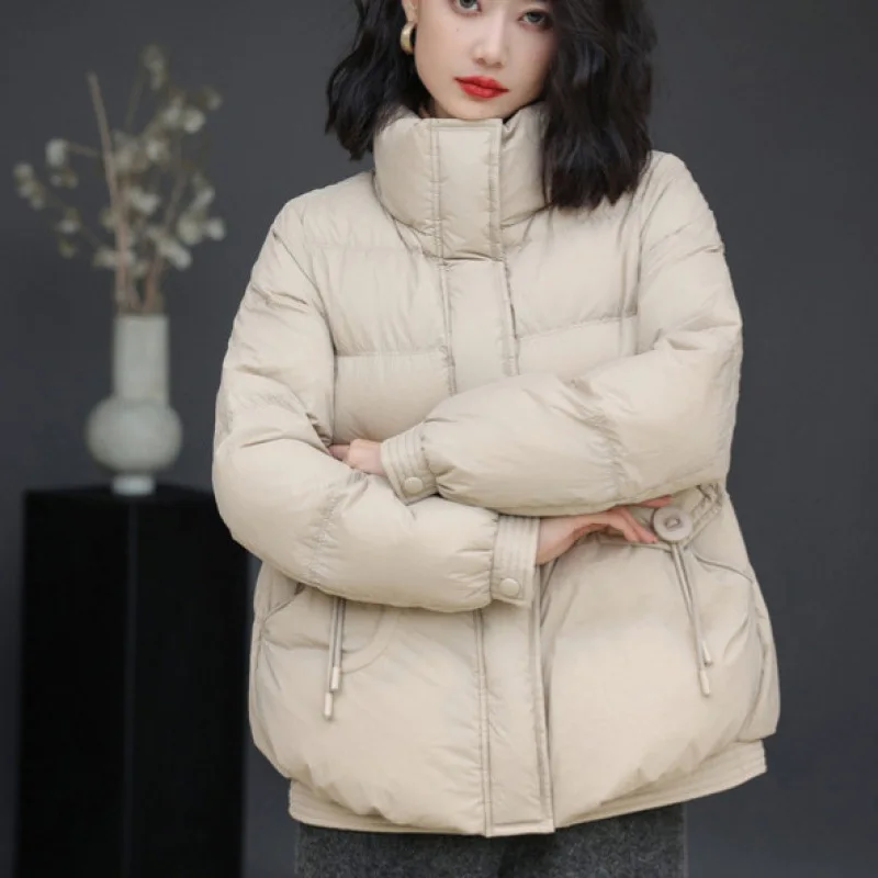 Winter Stand Collar Short White Duck Down Puffer Jackets Women Fashion Down Coat Women Outerwear JK-336  Chaqueta Negra Mujer