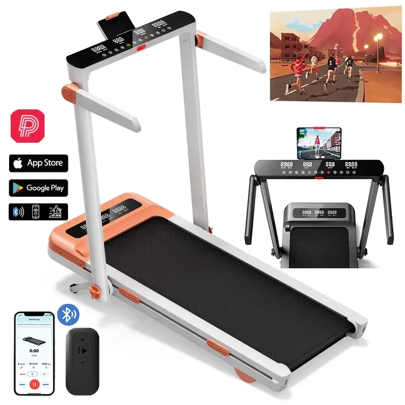 Laufband für zu Hause 3,0 PS Laufbänder 9 % Neigung Smart App Herzfrequenzsensoren LCD-Digitalanzeige faltbare Armlehne Walking Pad