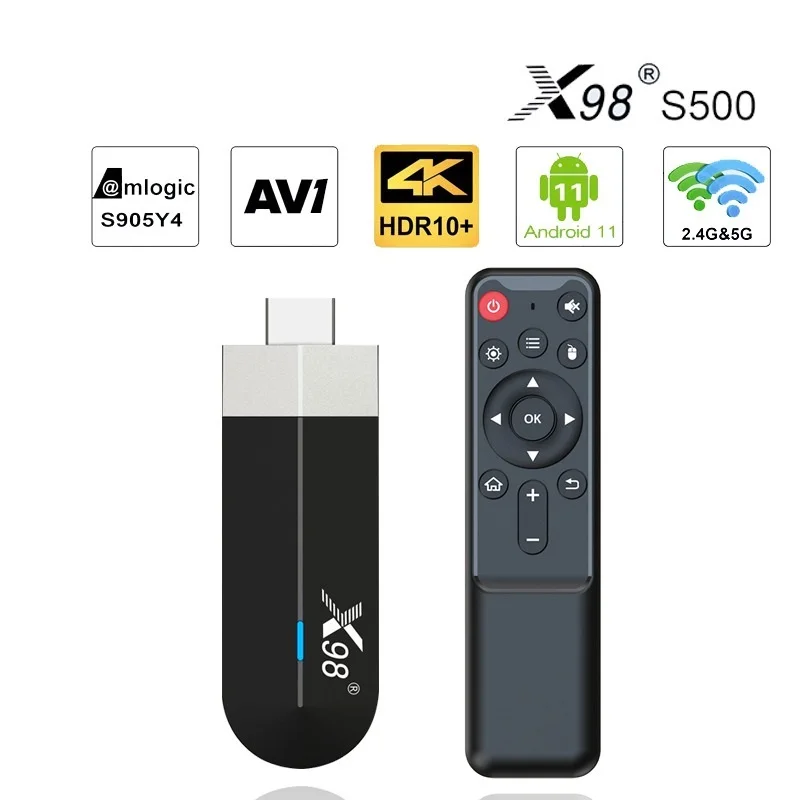 

Top X98 S500 Android 11 TV Stick Amlogic S905Y4 Quad Core 4G 32G AV1 4K 60fps 5G Wifi Googl Player X98 Dongle 2G 16G TV Box