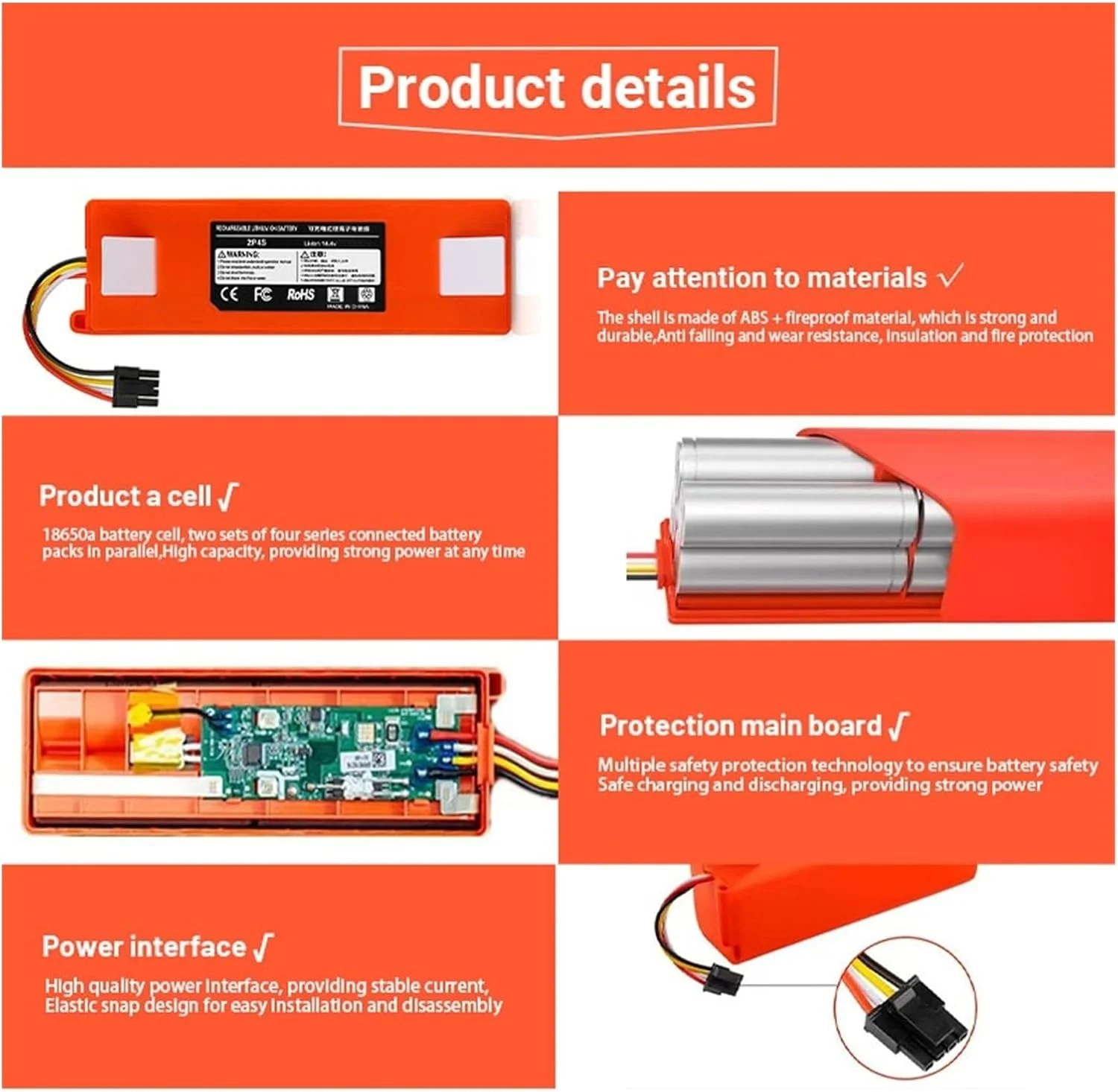 For XIAOMI Sweeping Mopping Robot Replacement Original Battery BRR-2P4S-5200D 1S 1ST Roborock SDJQR01RR  Vacuum Cleaner