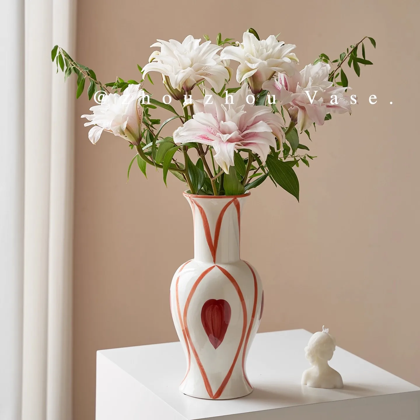 

30cm/vase ceramic retro new Chinese pottery jar Wabi Sabi style high-end floral table decoration