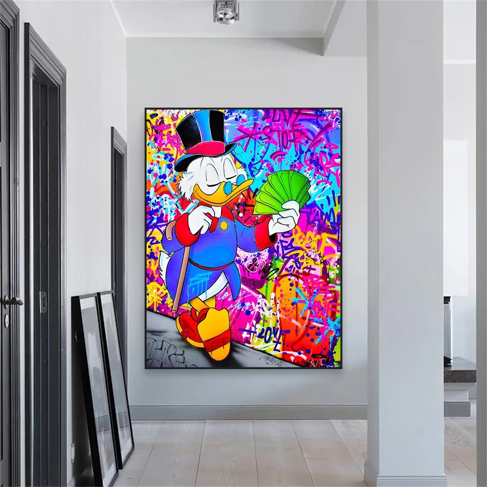 Disney Scrooge McDuck Success Print Motivational Pop Art Poster Graffiti Cartoon Canvas Painting Fashion Office Canvas Prints