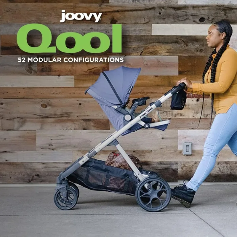 New  Qool Customizable Modular Stroller - Single Double Triple Configurations, Slate US(Origin)