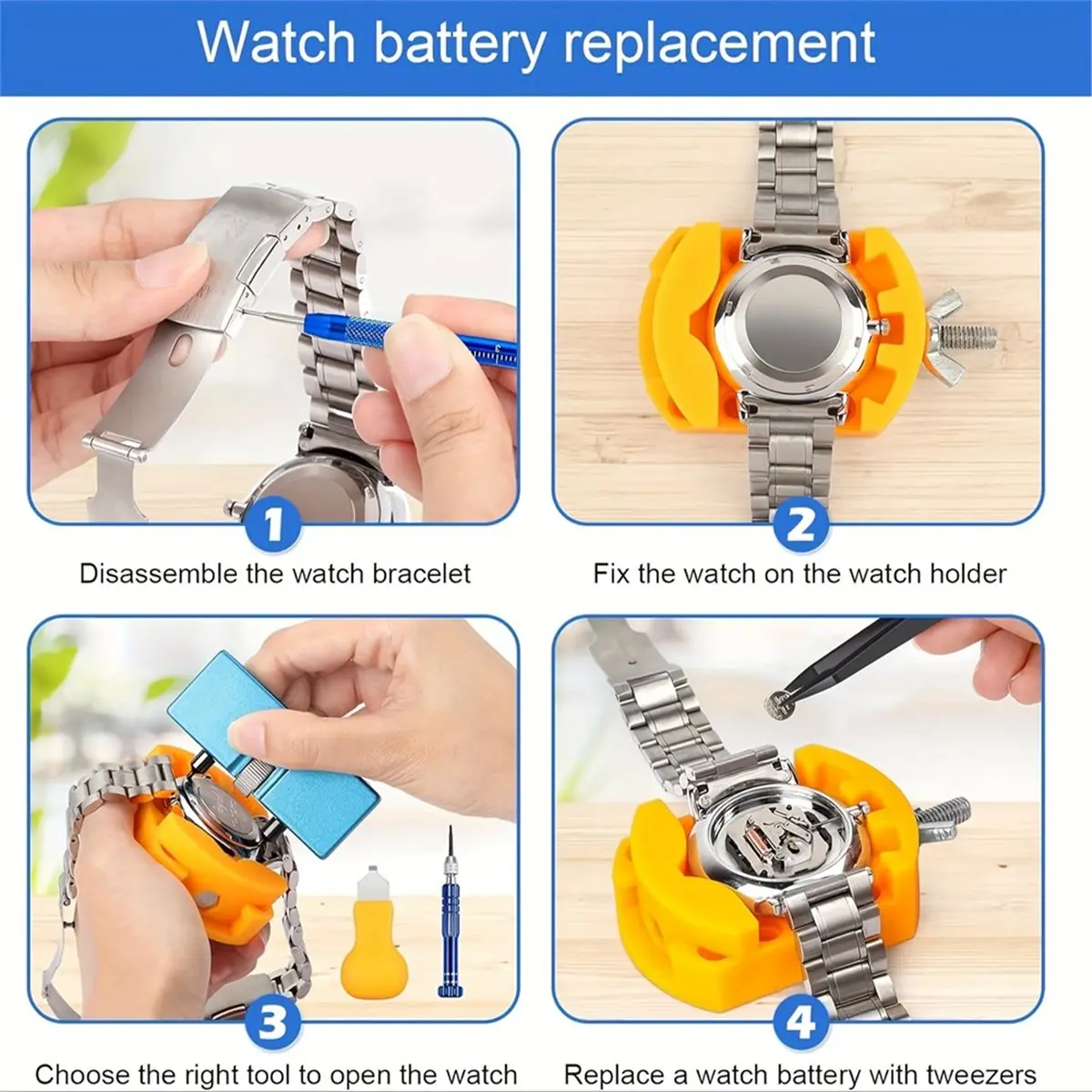 Watch Repair Tool Kit for Watch Battery Replacement & Watch Link Watch Repair equipments Plastic+Metal