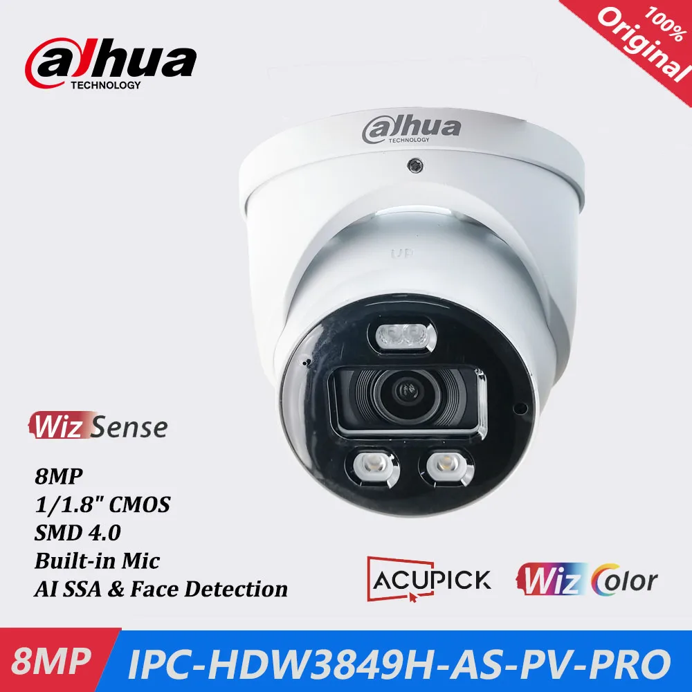 Dahua IPC-HDW3849H-AS-PV-PRO 8MP WizColor TiOC PRO Fixed-focal Eyeball WizSense Network Camera Original Version Update Firmware