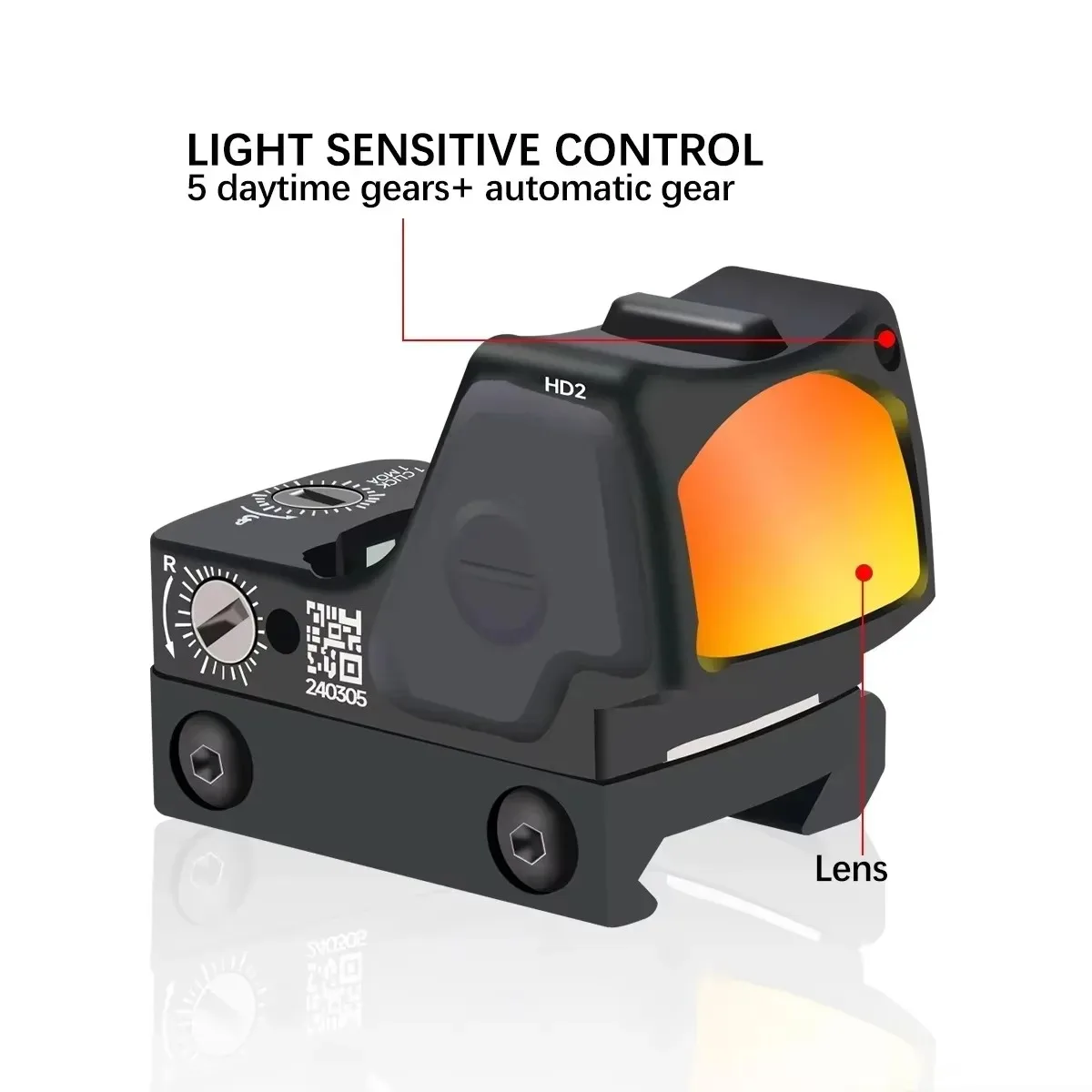 Mira réflex táctica MR Red Dot, mira óptica de puntería ajustable, compatible con riel de 20mm, Airsoft Gl *ck 17 19 AR15 M4