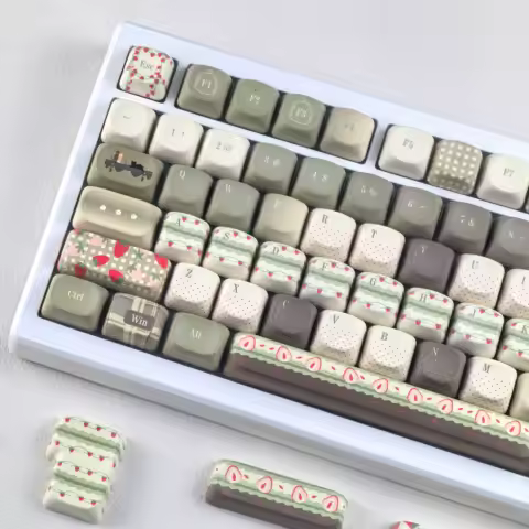 MAIMOOO Matcha Strawberry Cake Keycaps PBT Cherry Moa Profile Cute Morandi Green Custom Keyboard Keycaps