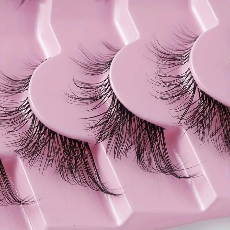 7 paia di ciglia finte con stelo trasparente, ciglia naturalmente arricciate con occhio di mango, ciglia finte per trucco occhi di volpe