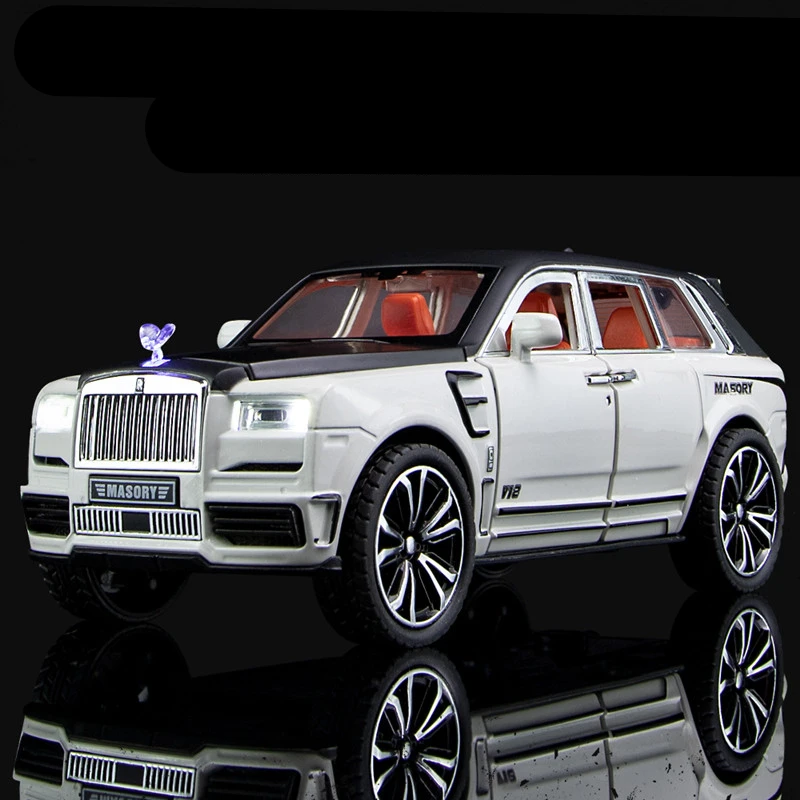 Modèle de voiture Rolls Royce Cullinan Masory SUV en alliage moulé sous pression, véhicules jouets, collection de modèles en métal, son et lumière,