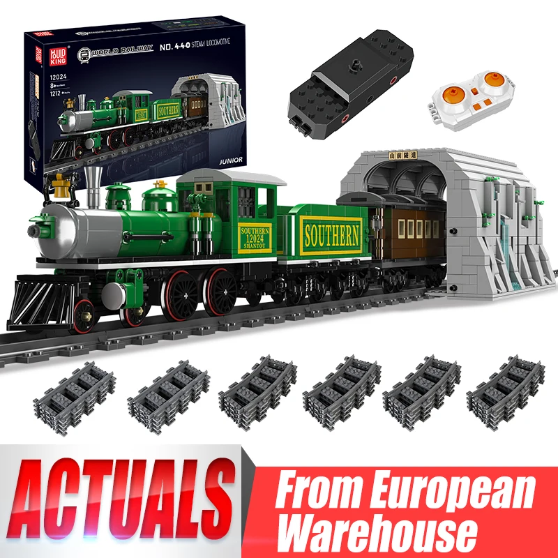 

Mould King 12024 Technical Car Building Block Remote Control Steam Locomotive with Train Tunnel Part Model Kids Christmas Gifts