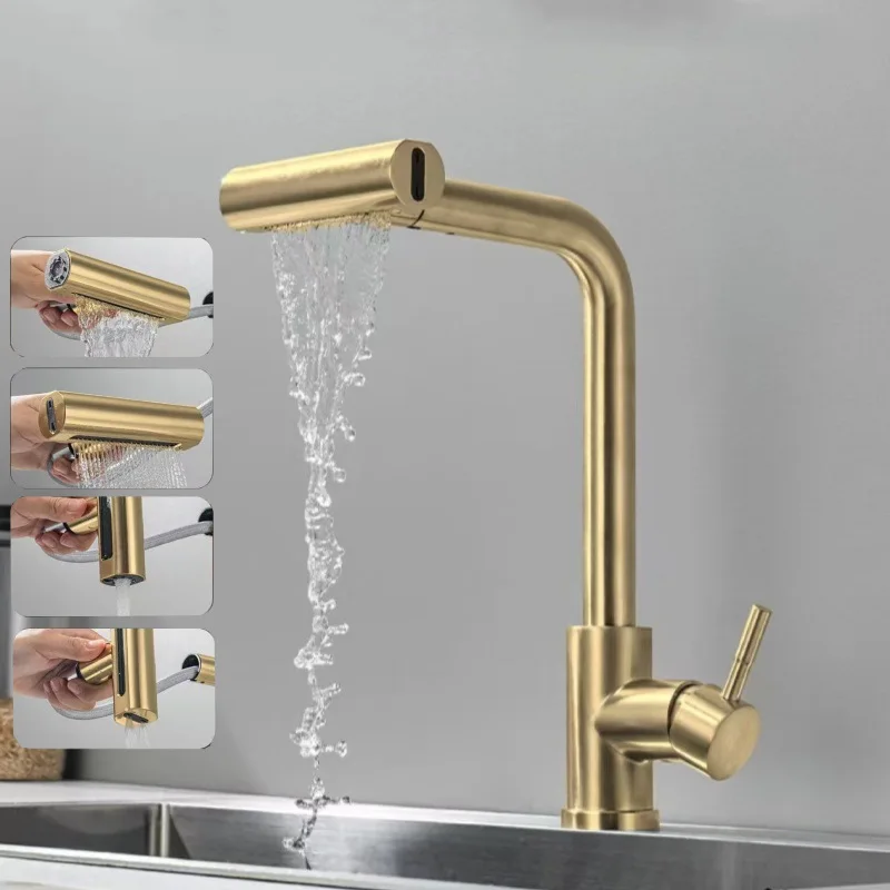 Wholesale Modern Stainless Steel Taps Kitchen Faucets Kitchen Taps Sink Faucet Pull-Out Mixer Sink Faucet