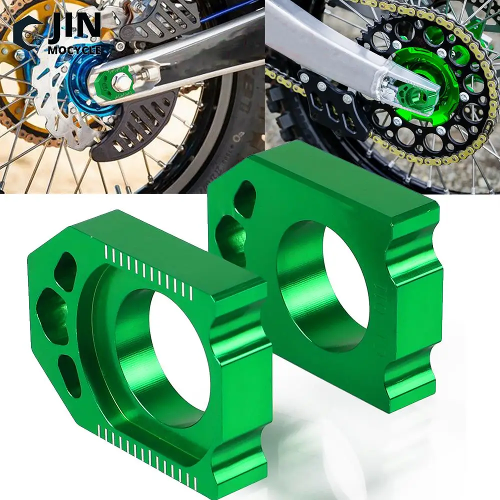 

CNC dirt bike Green Axle Block Chain Adjuster For KAWASAKI KX125 250 2003-08 KX250F KXF 250 04-16 KX450F KXF 450 06-16 KLX450R