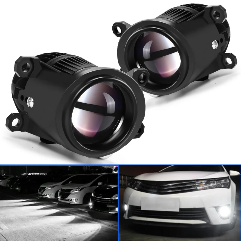 

100 Вт 2-дюймовый двусветодиодный противотуманный фонарь для Toyota Corolla Cross Camry Hilux Revo Highlander XSE CHR Yaris Vios PTF Проектор с линзой Противотуманная фара