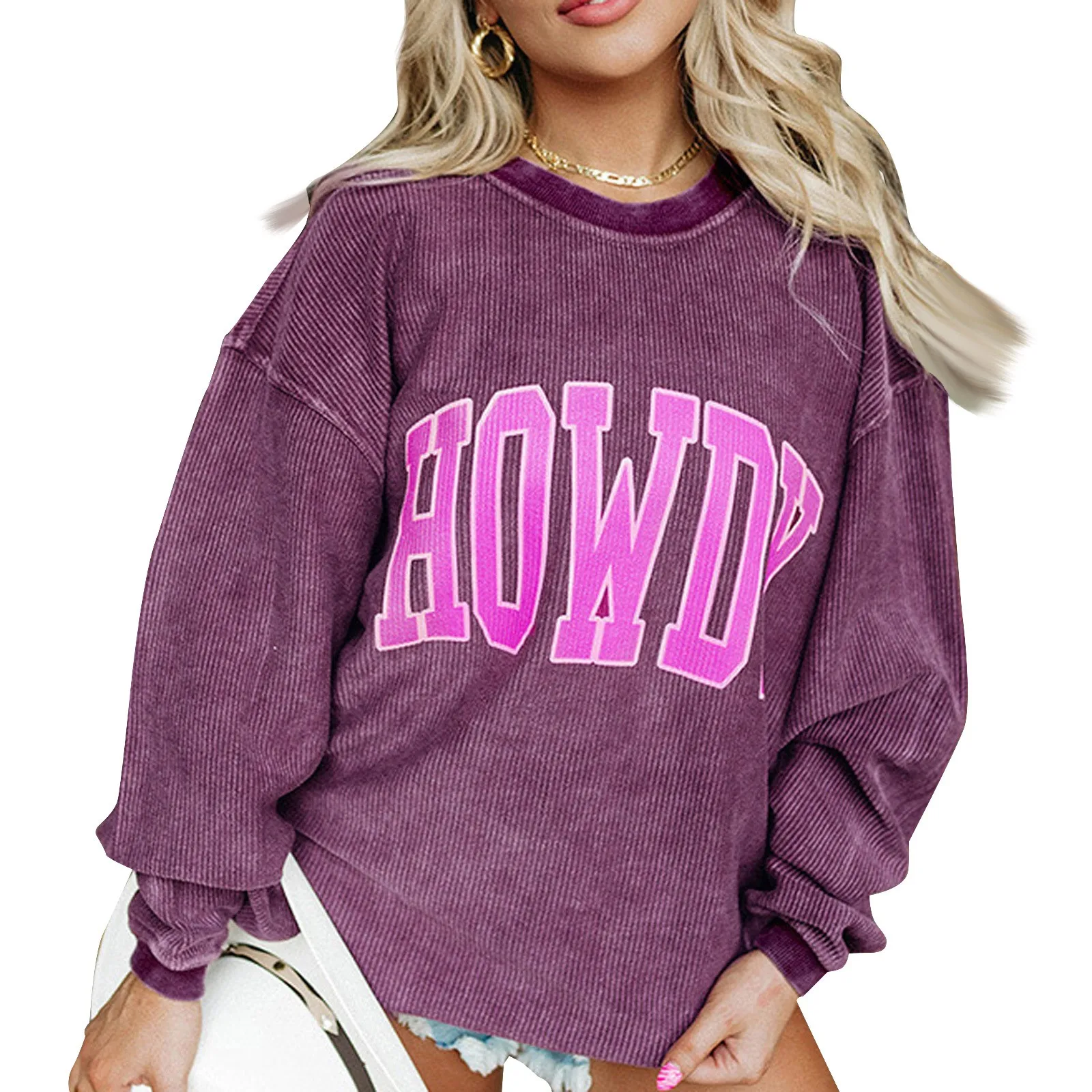 

Amercian Retro Baggy Casual And Versatile Round Neck Letter Printed Sweatshirt Chic Long Sleeved Pullover Top For Girls