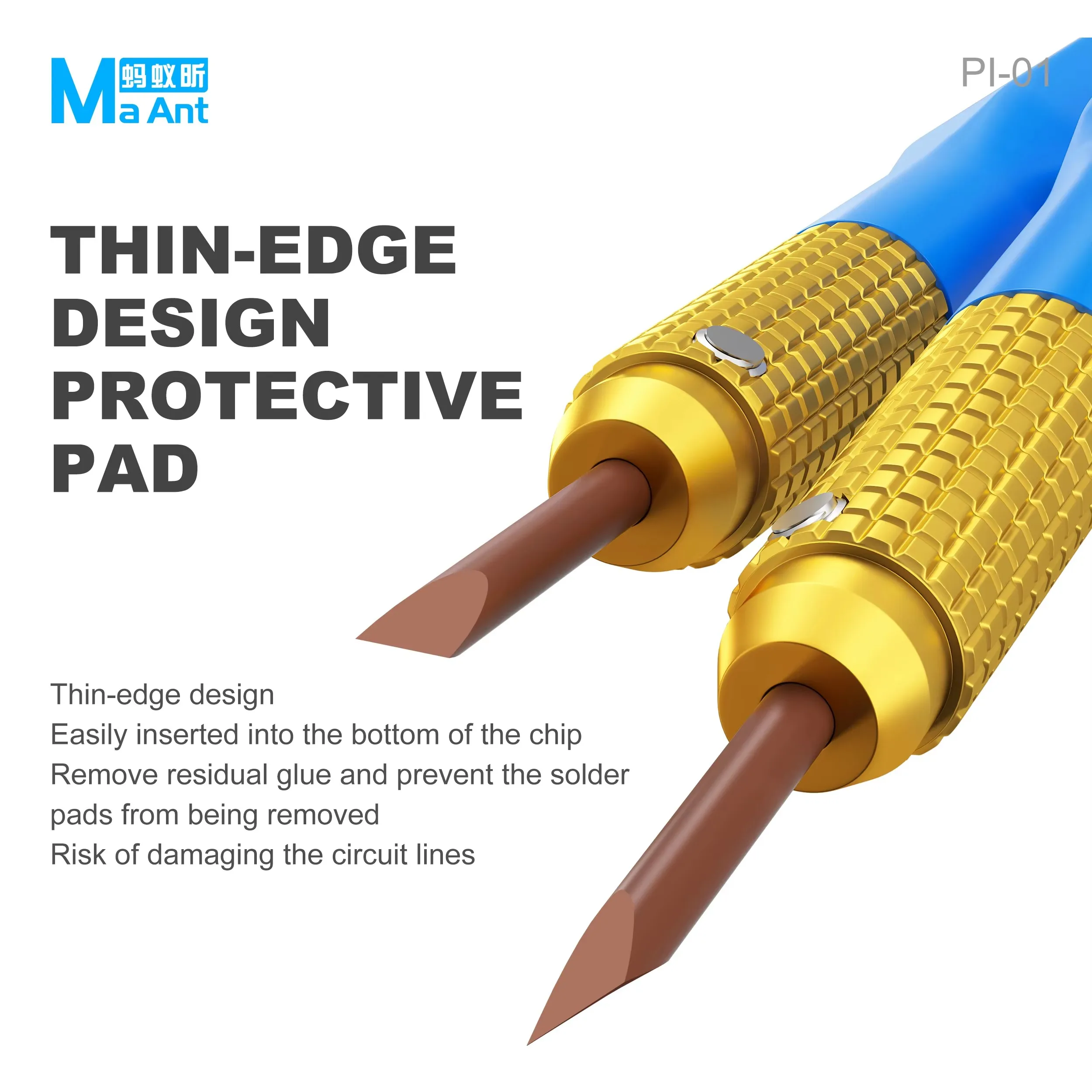 MaAnt PI‑01/PI-02 Degumming Knife Set Imported PI Plastic for CPU IC Black Glue Removal No Scratch No Pad Damage Repair Tool
