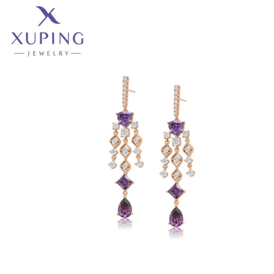 Xuping Jewelry New Arrivals Trendy Elegant Geometry GoId Color Unique Piering Earrings for Woman Girls Christmas Gift X000820156