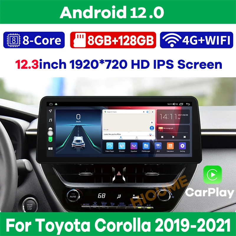 

Car Multimedia Player 12.5inch Android 12 8+128G GPS Navigation for Toyota Corolla Railing Lingshang Asia Lion 2019-2021 CarPlay