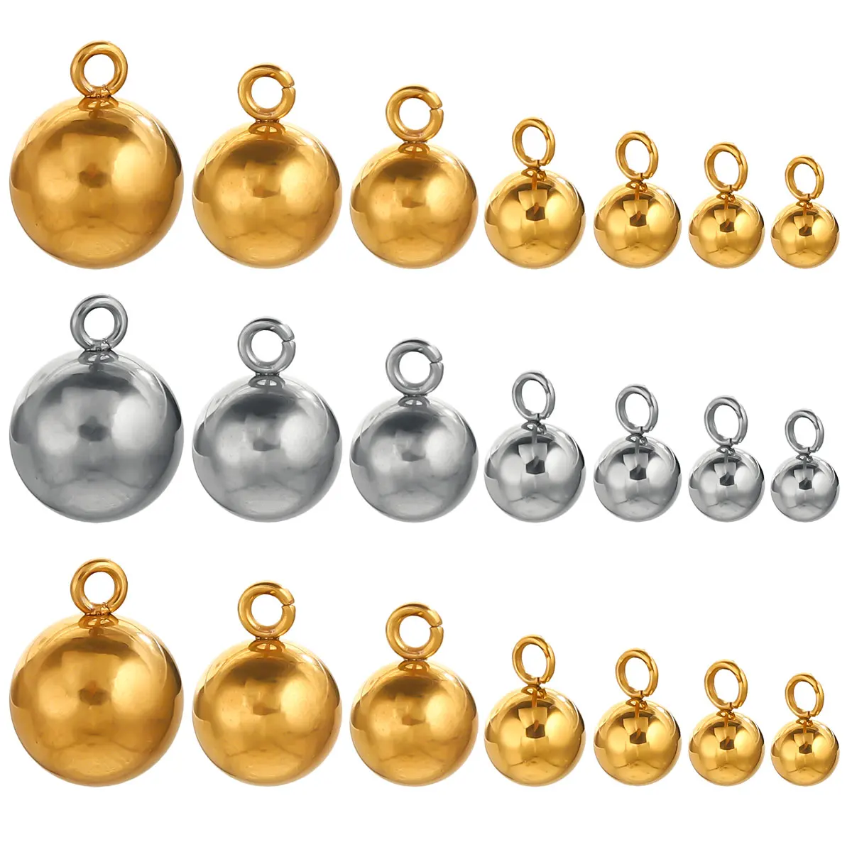

20pcs Stainless Steel Round Bead Pendant Accessories Fashion Charm Earring Bracelet DIY Jewelry Manufacturing Supplies