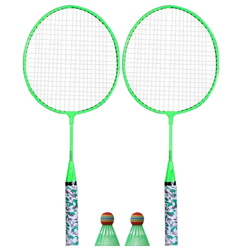 4X Badminton Rackets For Children,Shuttlecocks Racquet Sports Set With 4 Balls For Players Indoor Outdoor Sport Green