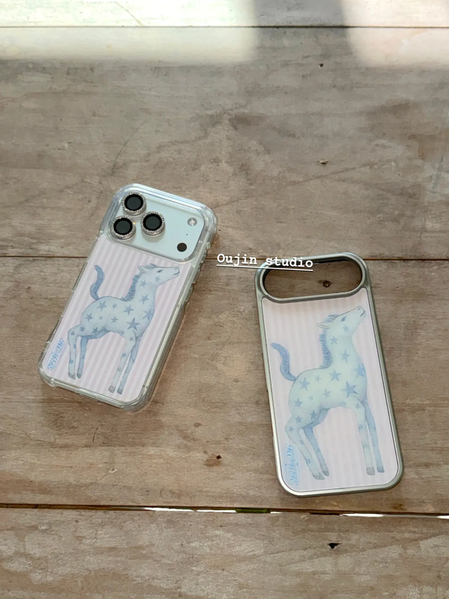 Korean Advanced Cute Cartoon Fun Star Striped Pony Phone Case For iPhone 17air 17 16 15 14 13 12 11 Max Pro Plus Drip Glue Cover