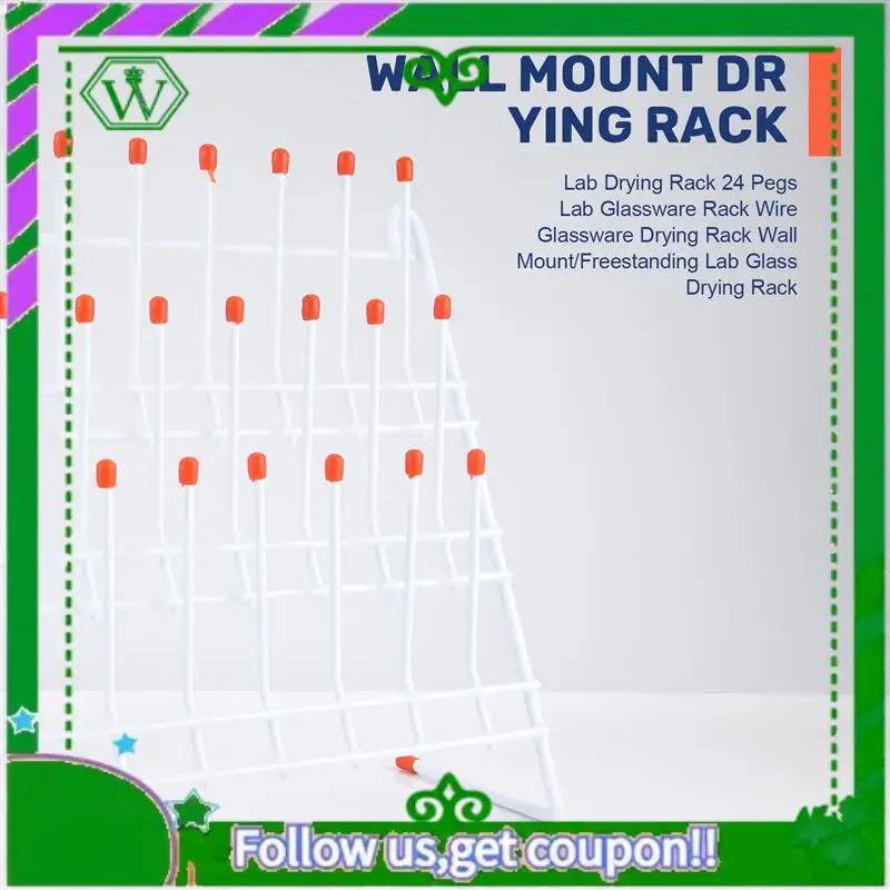 Reliable-Lab Drying Rack 24 Pegs Lab Glassware Rack Wire Glassware Drying Rack Wall Mount/Freestanding Lab Glass Drying Rack