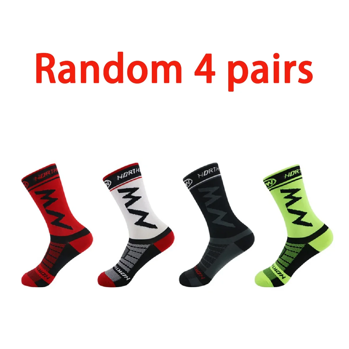 

Four pairs of breathable and anti-slip road bicycle socks, football, running and basketball are randomly selected