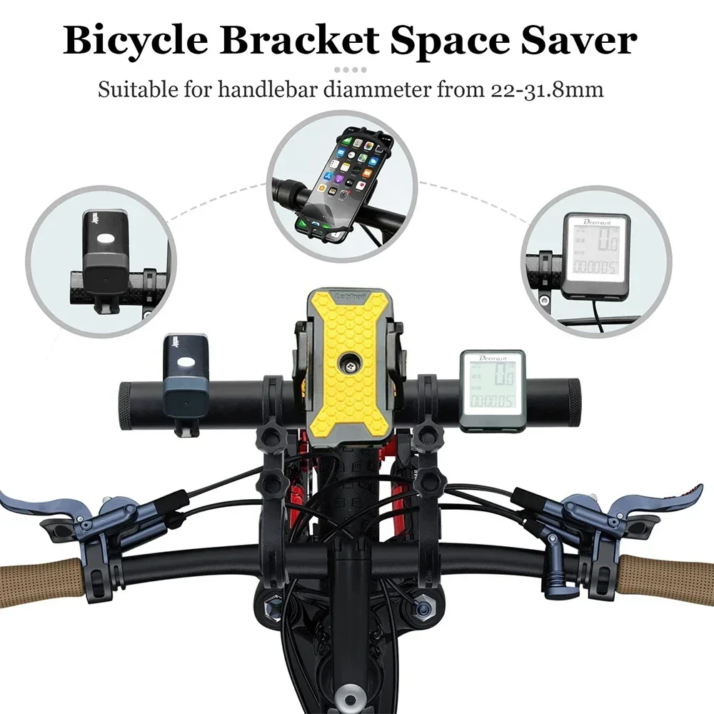 USB Charging Bike Handlebar Extended Bracket Bike Mount Bar Computer Holder Support Rack Alloy Stand Double Frame Bicycle Clip