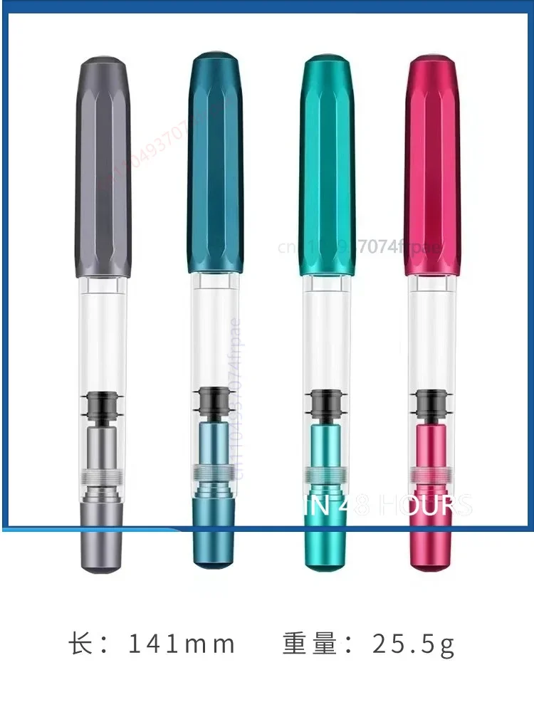 For MOONMAN T1 Piston Fountain Pen Aluminum Alloy Body Large Ink Capacity Open Nib Office Student Practice Gift Pen