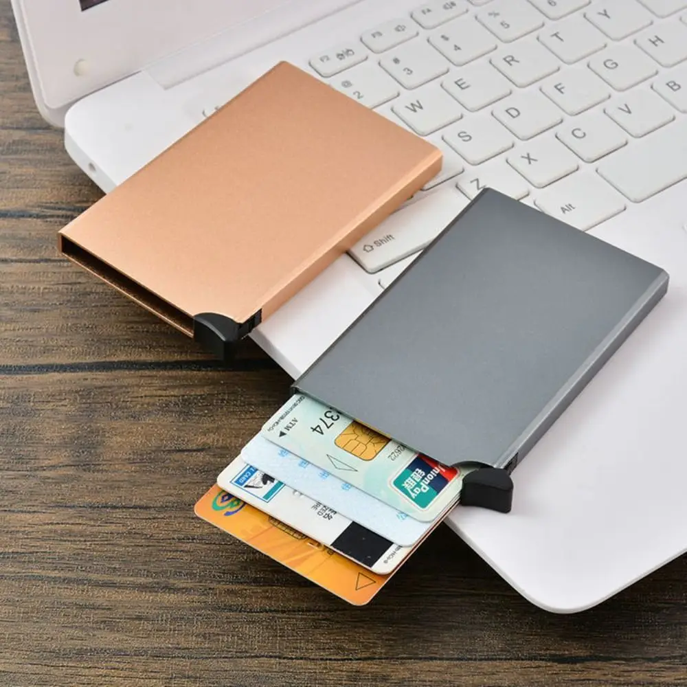Portable Aluminum Alloy Credit Card Holder Pop Up Anti-theft Wallet RFID Card Case Automatic RFID Blocking Card Box Business
