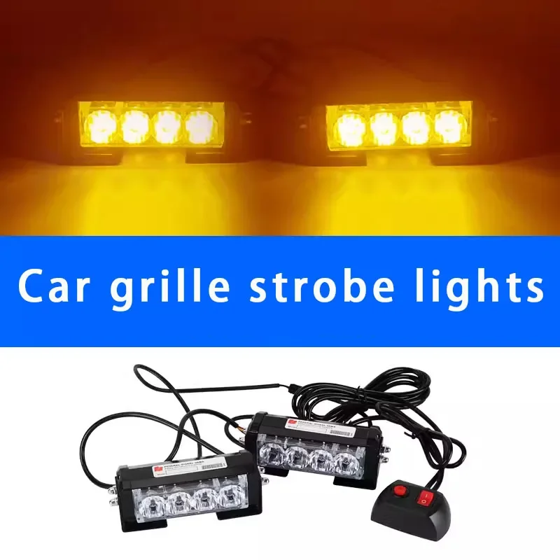 

2 4PCS Off Road Vehicle SUV Grille Flashing Light Roof LED Warning Light Navigation Emergency Rescue 12V 24V Red Blue Yellow