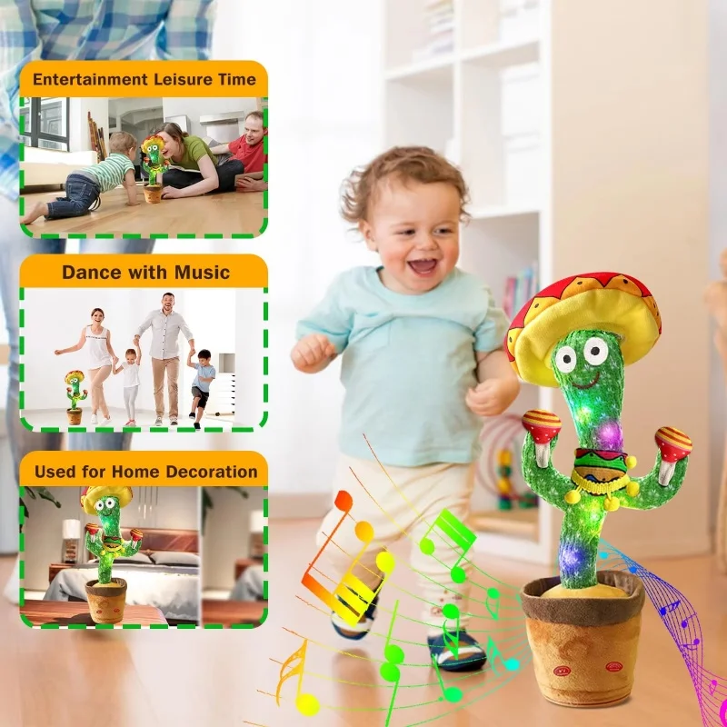 Dancing Talking Cactus Toy for Baby Toddler Boys Girls Gifts Singing Mimicking Cactus Toy Recording Repeating Cactus Baby Toys