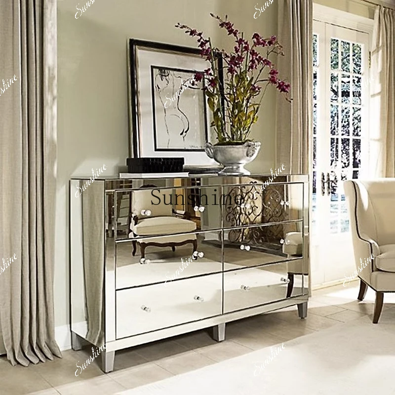 European furniture, fashionable mirror edge, decorative cabinets, postmodern entrance  TF