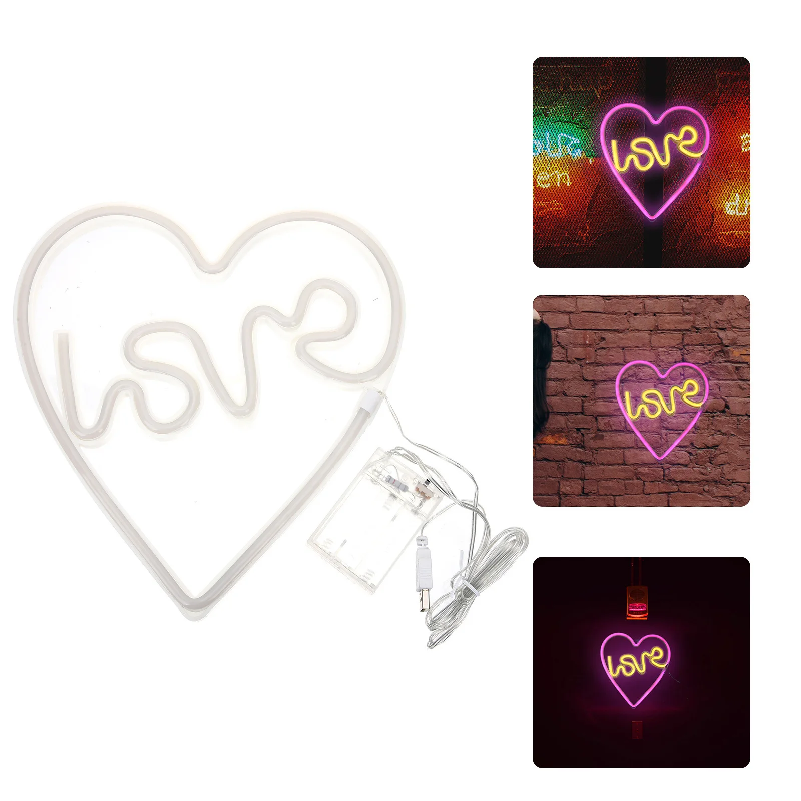 Lámpara de neón con forma de corazón, decoración Led alimentada por Usb para dormitorio, sala de estar, oficina, Bar, fiesta de boda, lámparas geniales, luz nocturna de cueva para hombre