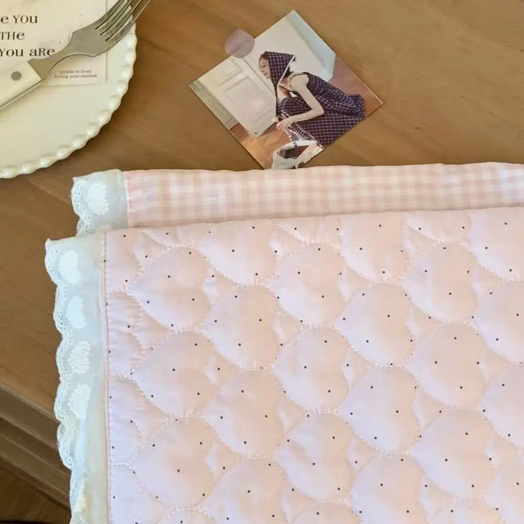 Ins-Stil Koreanische Tischsets aus reiner Baumwolle, isolierte Tischdecke, Requisiten für Fotoshootings, dekorative Untersetzer, französische Tischdecke mit Spitze, süßes Geschenk – Detail 8