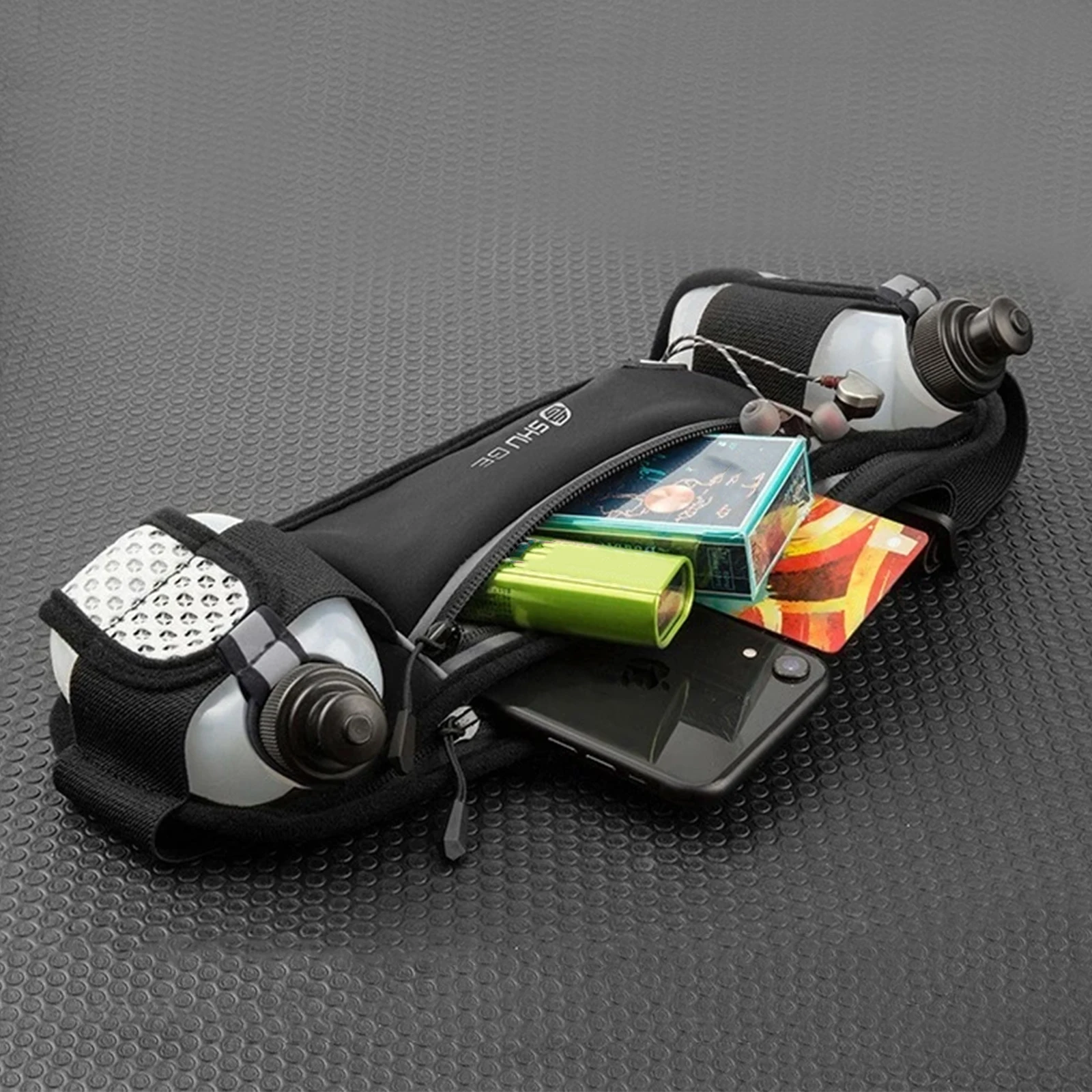 

Running Belt with Bottles Waist Pack with Adjustable Strap Cycling Bag for Running Hiking Climbing