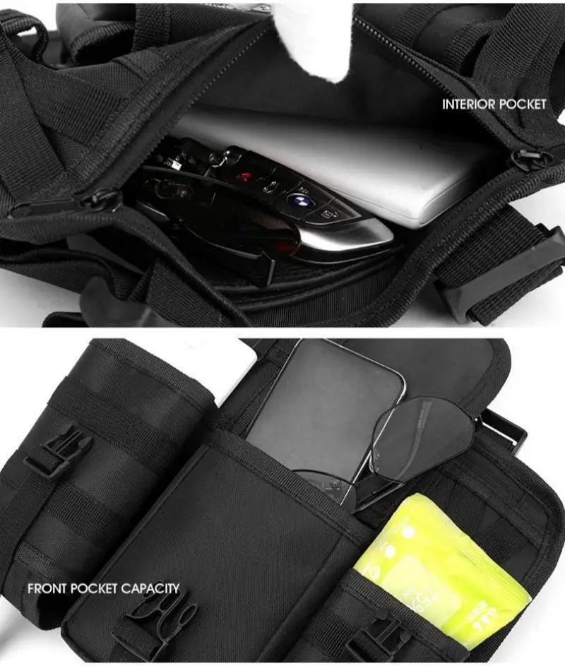 Homefish Reflektierende Hip-Hop-Streetwear-Taktische Brusttasche, verschleißfest, mit mehreren Taschen, Brustwestentasche für Studenten – Detail 4