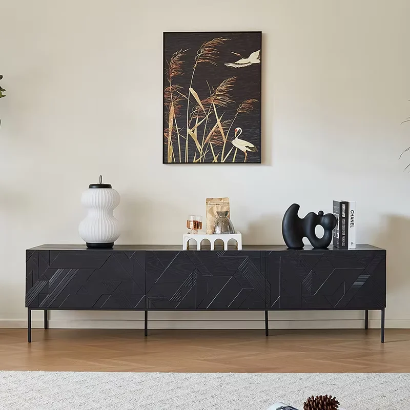 Minimalist Decoration Tv Cabinet Dark Stand Black Living Room Tv Cabinet Apartments Storage Fernsehtisch Furniture For Home