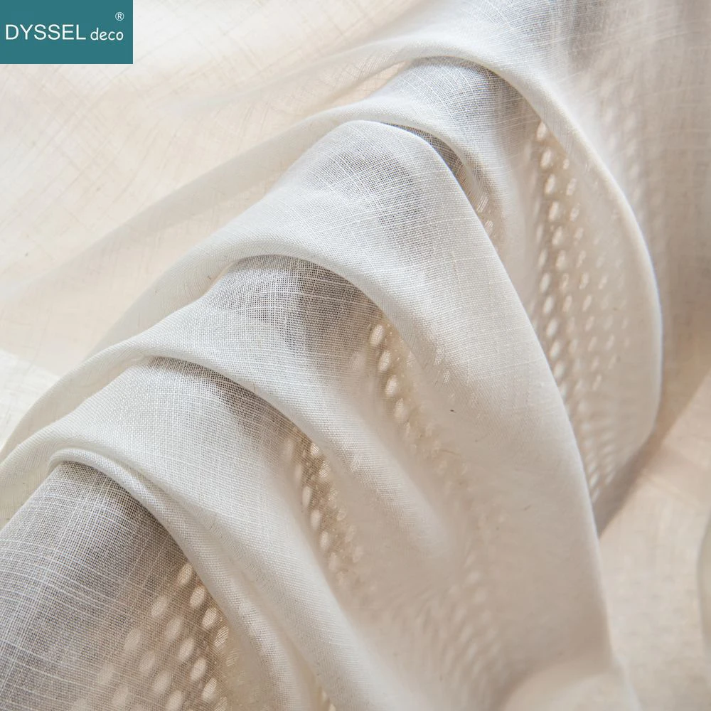 Modern Decor Natural Linen Solid Color Home Linen White European Style Curtain Rod Mouth Is Suitable for Living Room Bedroom