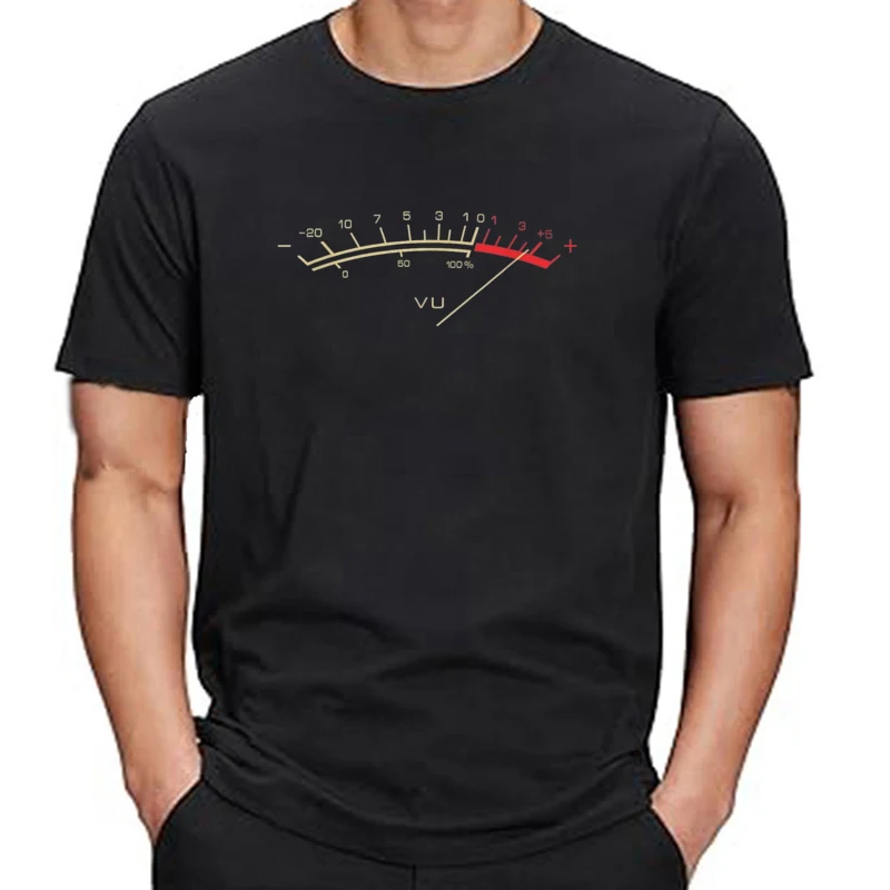 T-Shirt Rétro VU-Mètre Hi-Fi pour Homme, Vêtement en Coton, Imprimé Graphique Personnalisé, Cadeau pour Amoureux