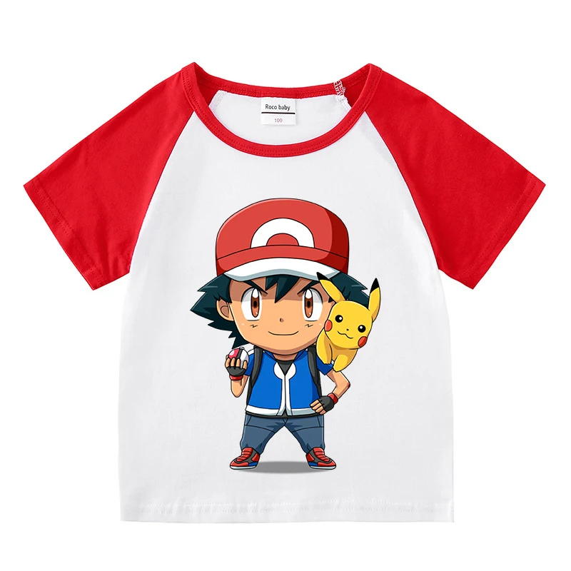 Pokemon crianças camiseta verão manga curta roupas pikachu bulbasaur kawaii anime figuras t na moda algodão casa roupas topo