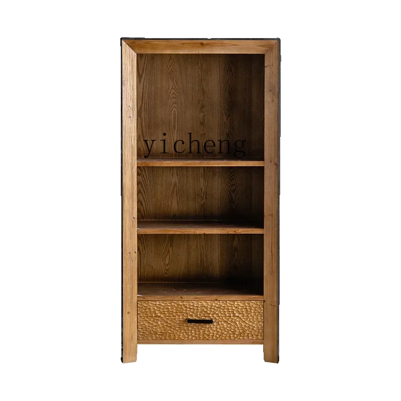 GZ-i6.3 medieval style retro old living room bookcase solid  against the wall dining side cabinet display storage side cabinet