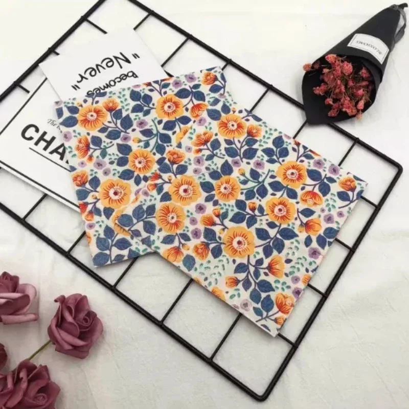 Colorful Printed Napkins Orange Flower 2 Layers Facial Tissue Paper Wedding Wine Glass Decoration Table Setting Paper 20pcs 33cm