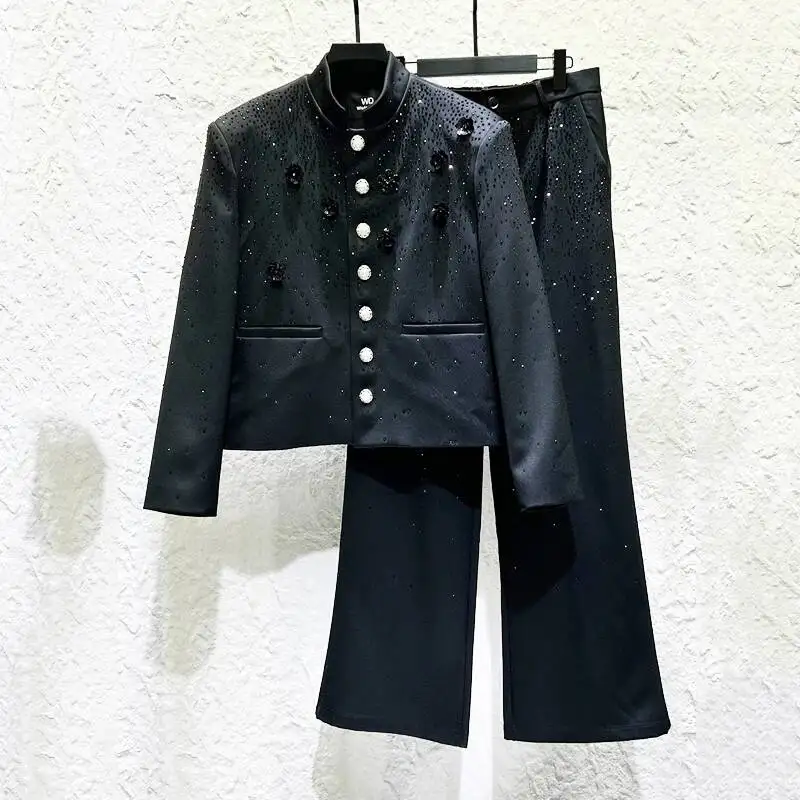Men's Two-piece  Design Three-dimensional Flower Suit Fashion Casual Trousers New Chinese Style Men Suits VFGT67