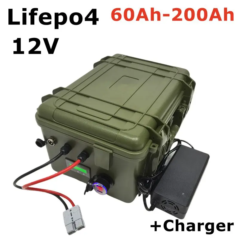 Rechargeable Lifepo4 Battery 12V for Trolling Motor Boat Propeller 60Ah/80Ah/120Ah/150ah/180ah/200ah with 10A Charger Boat Acces