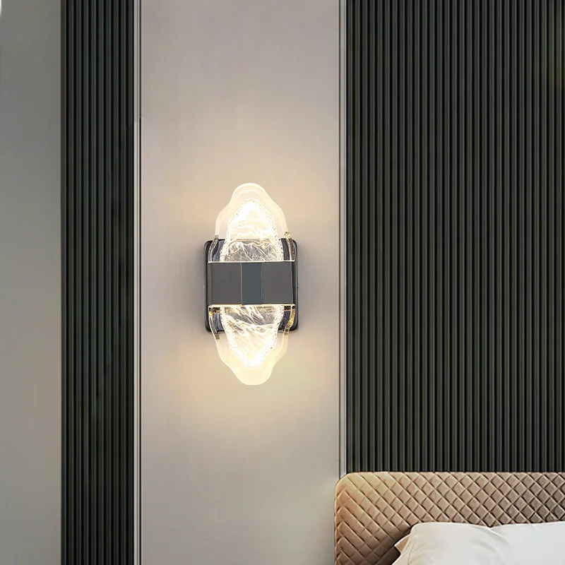 Modern Wall Lamp Electroplated Finish, Bedroom Night Light for Living Room Wall, Dimmable Reading Light