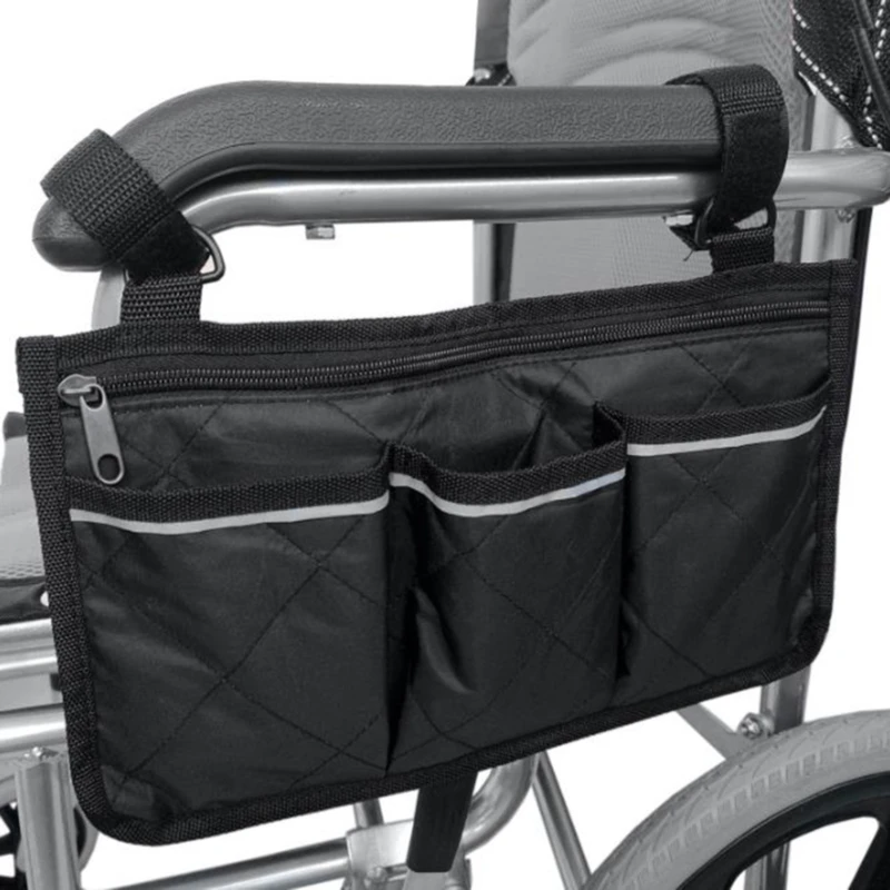 Borsa portaoggetti laterale per bracciolo per sedia a rotelle tasca portatile adatta per la maggior parte delle ruote da passeggio e accessori per attrezzature mobili